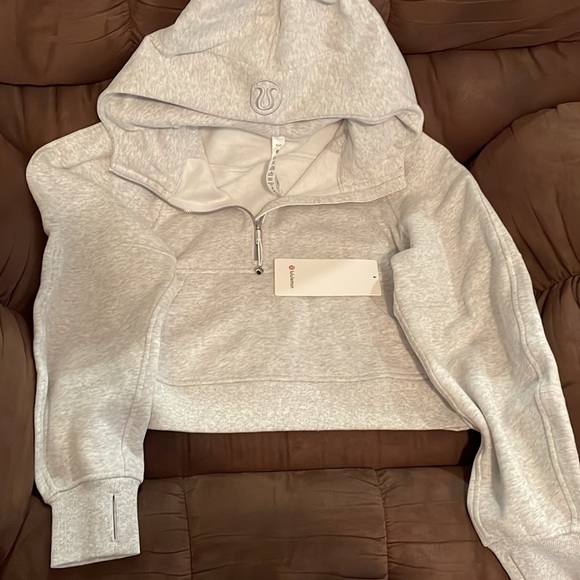 Lululemon Scuba Oversized 1/2 zip hoodie,Color:Heathered Light Grey, Size: XS/S - Picture 4 of 6